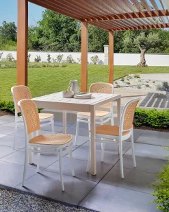 Set di 4 sedie da giardino PLOSE Bianco/Beige