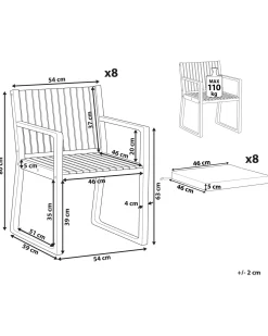 Set di 8 sedie da giardino con cuscini SASSARI PREMIUM Legno di acacia certificato Blu