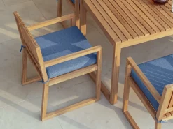 Set di 8 sedie da giardino con cuscini SASSARI PREMIUM Legno di acacia certificato Blu