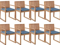 Set di 8 sedie da giardino con cuscini SASSARI PREMIUM Legno di acacia certificato Blu
