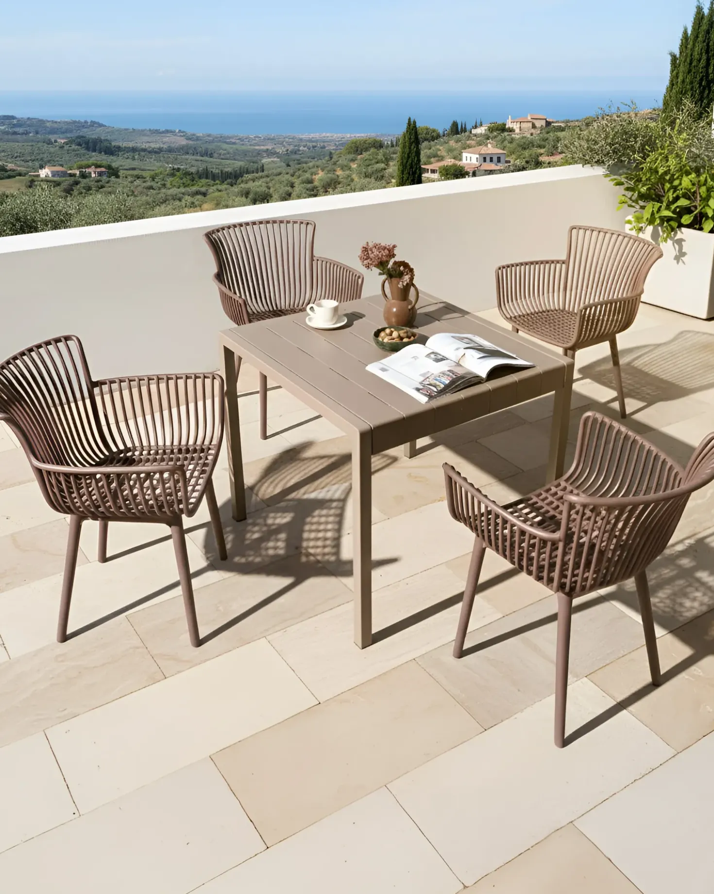 Set di 4 sedie da giardino PESARO Marrone