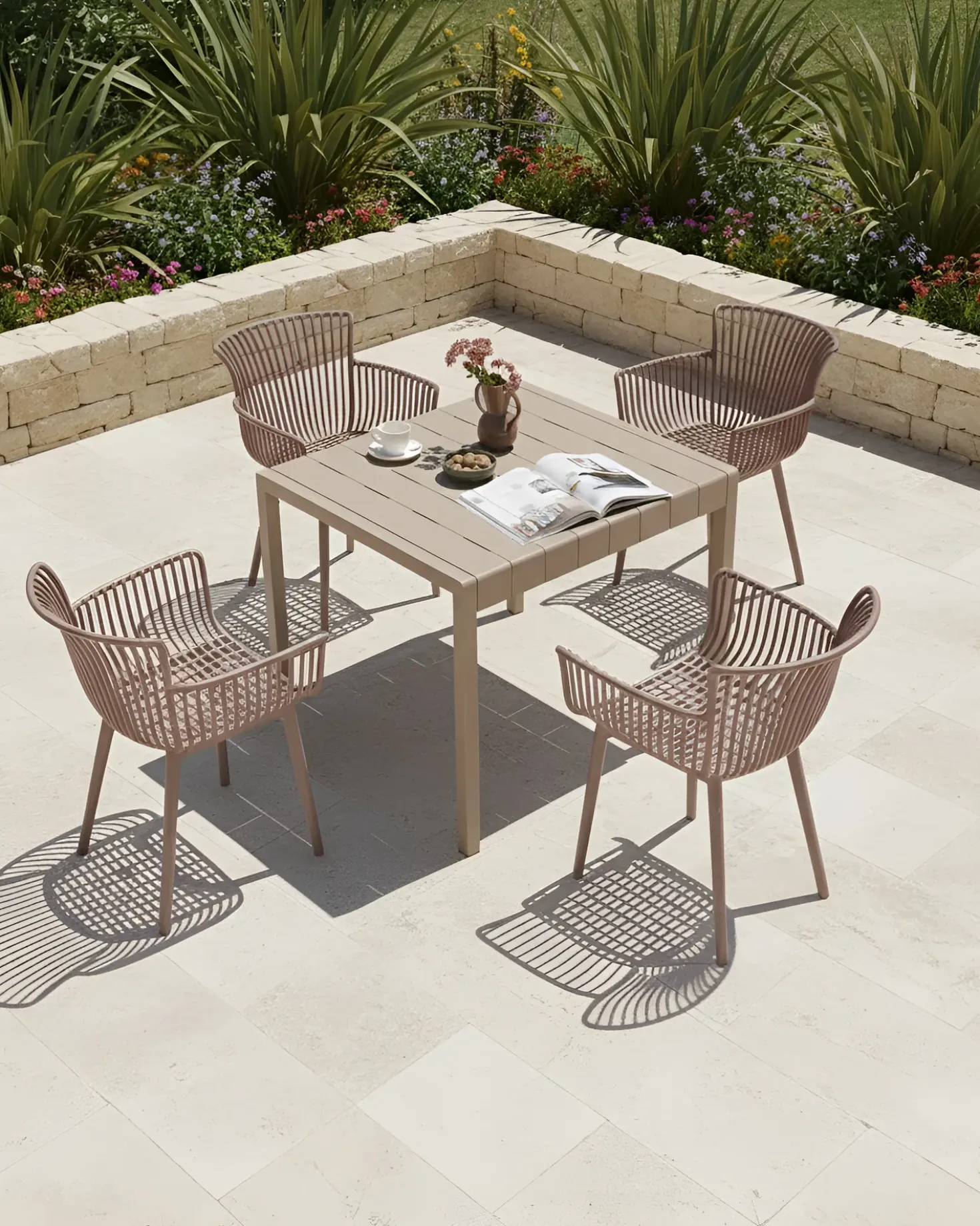 Set di 4 sedie da giardino PESARO Marrone