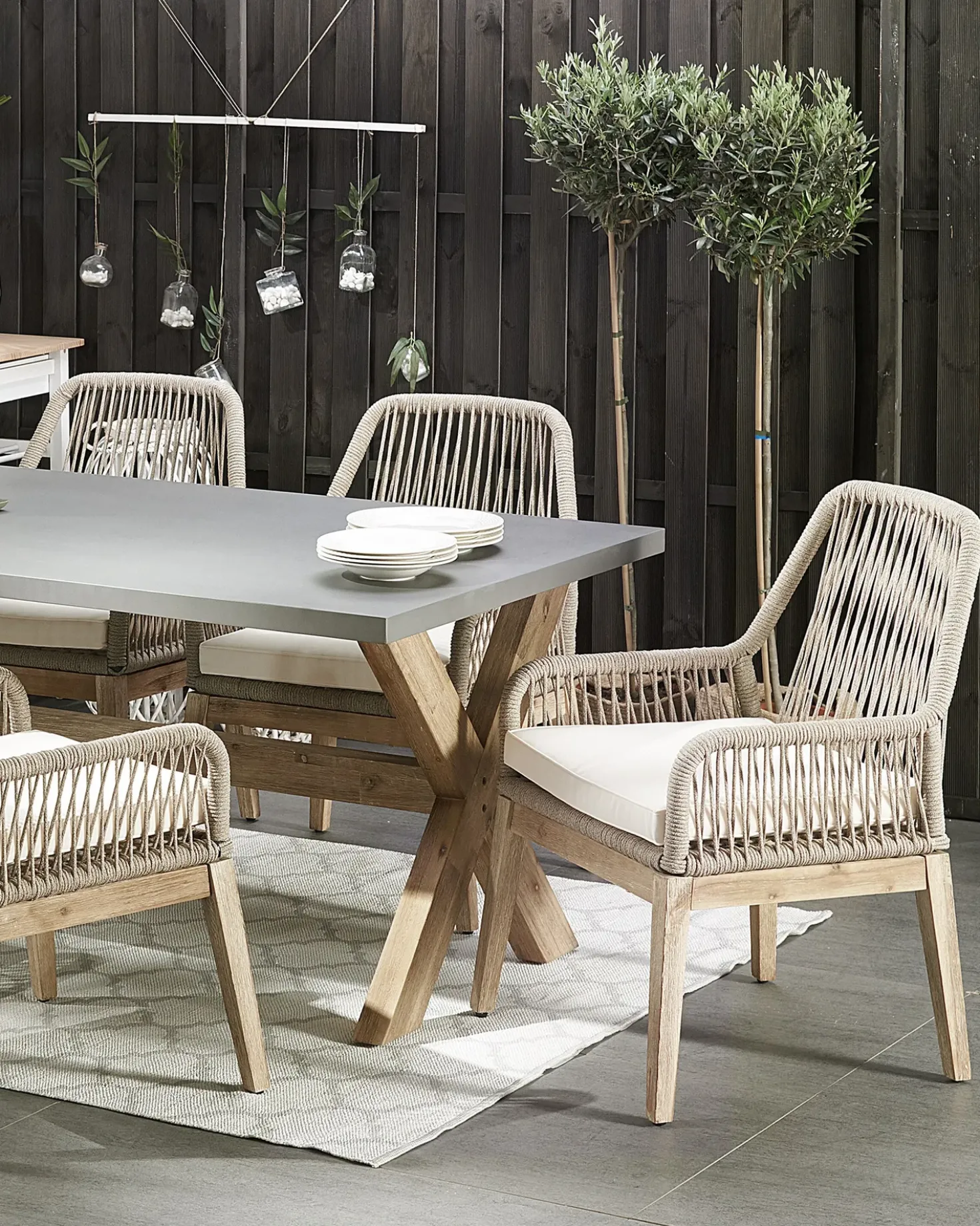 Set di 2 sedie da giardino con cuscini OLBIA Bianco sporco