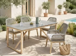 Set di 2 sedie da giardino con cuscini OLBIA Bianco sporco