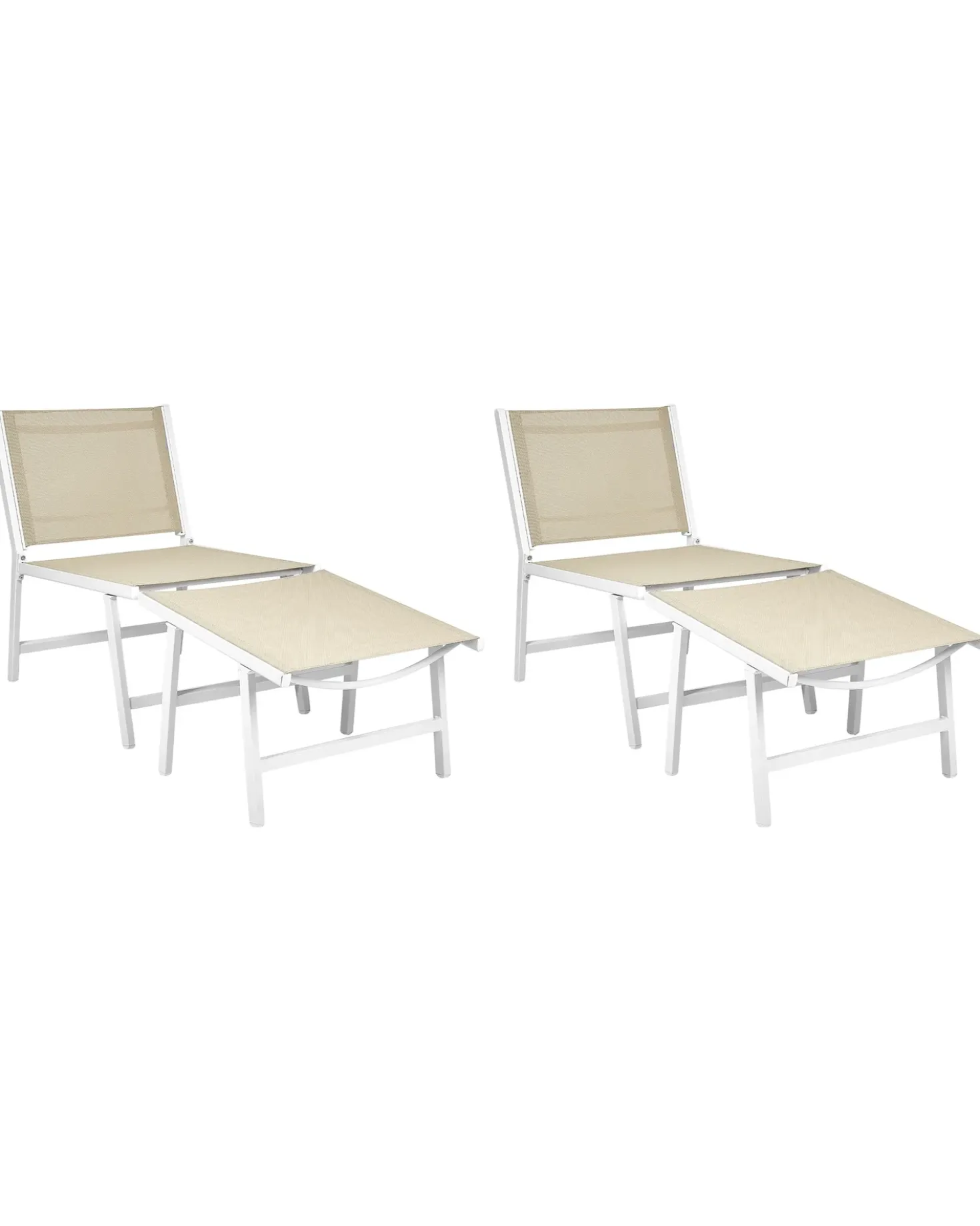 Set di 2 sedie da giardino MARCEDDI con poggiapiedi Metallo Bianco/Beige
