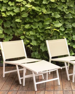 Set di 2 sedie da giardino MARCEDDI con poggiapiedi Metallo Bianco/Beige