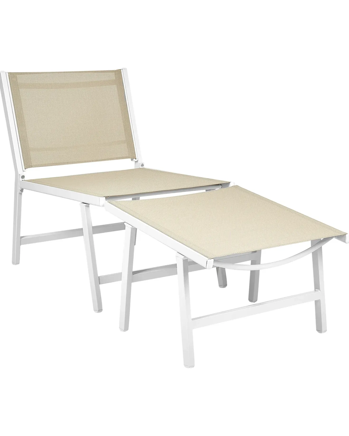 Set di 2 sedie da giardino MARCEDDI con poggiapiedi Metallo Bianco/Beige