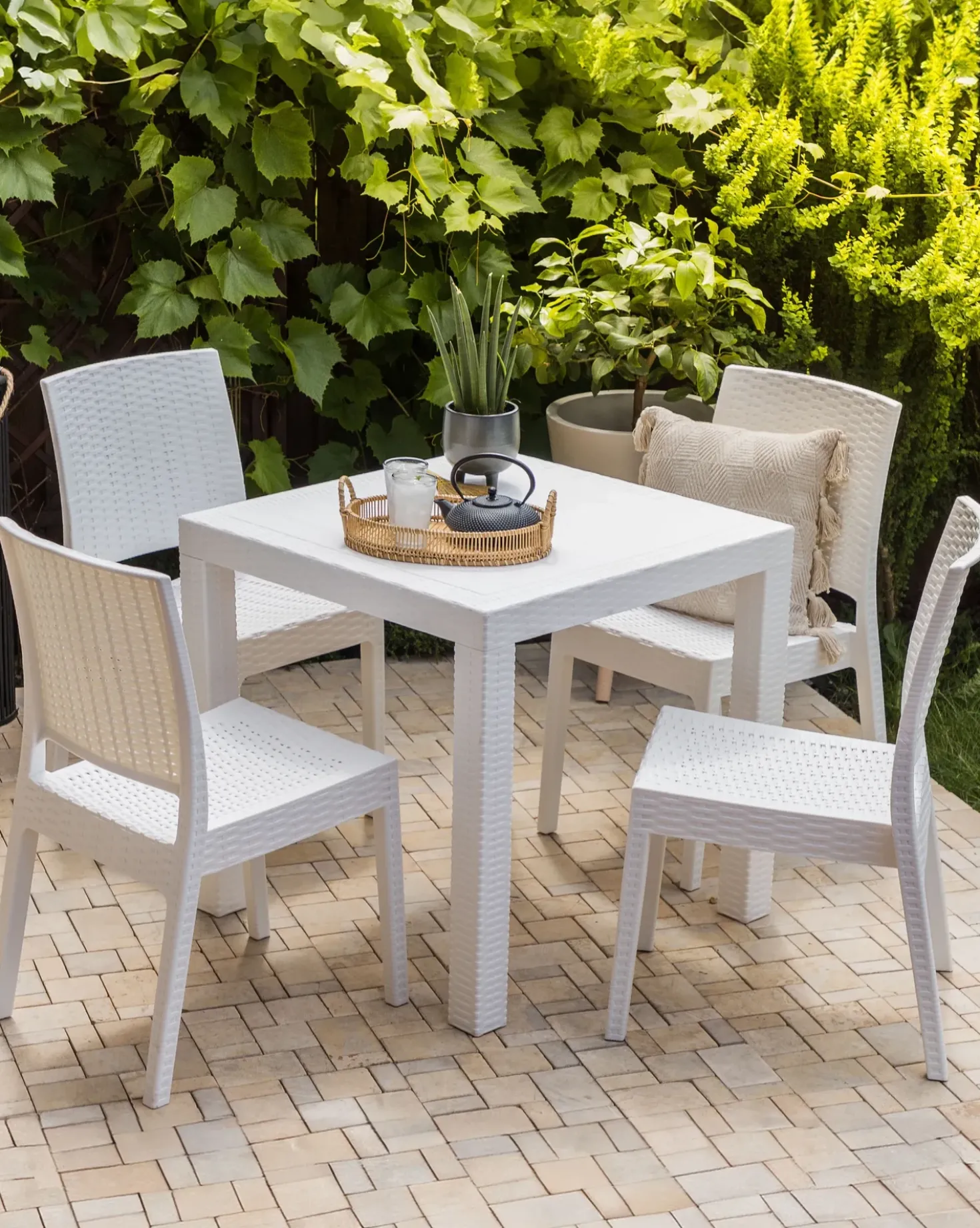 Set di 4 sedie da giardino FOSSANO Materiale sintetico Bianco