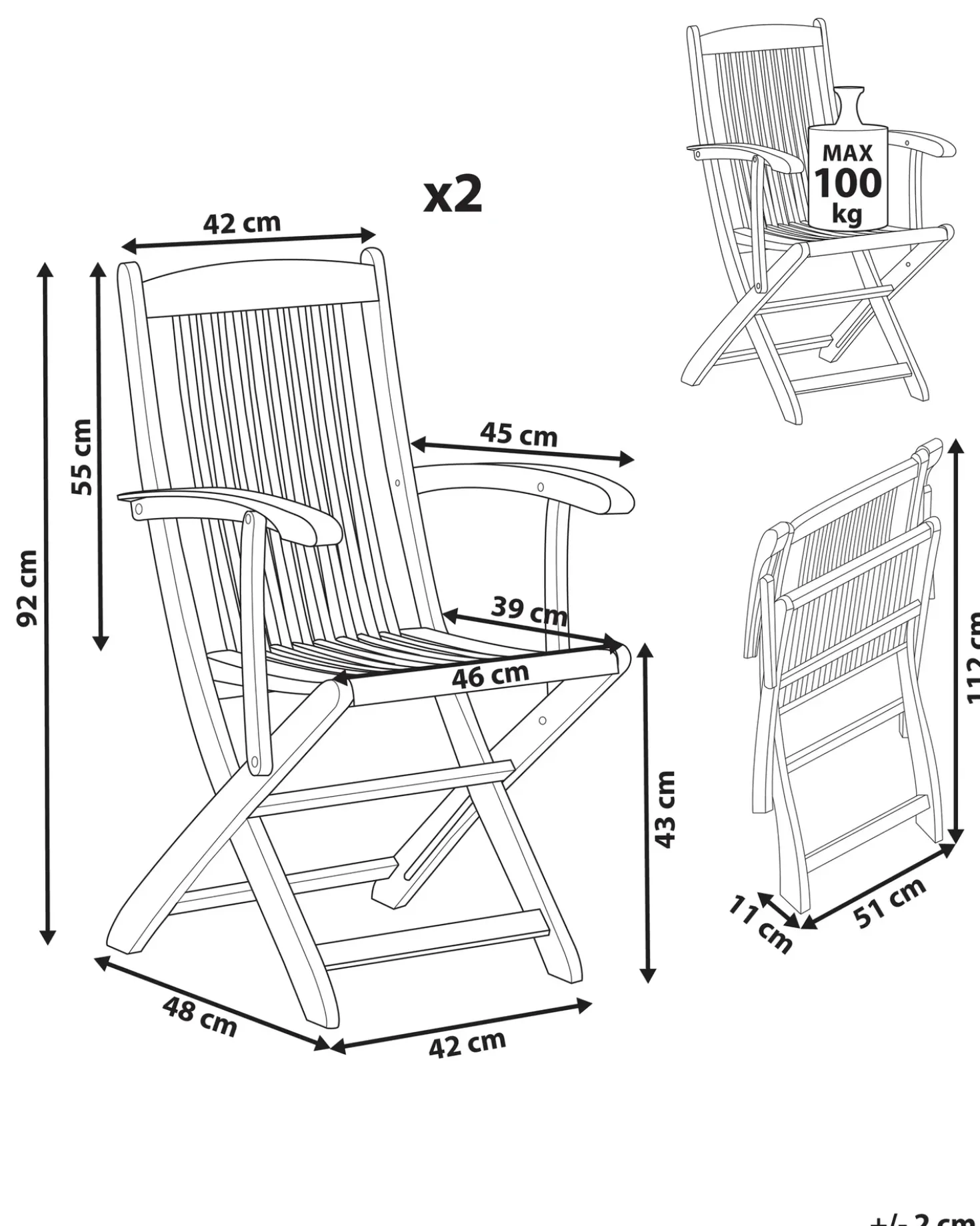 Set di 2 sedie da giardino MAUI II Legno d'acacia Marrone chiaro