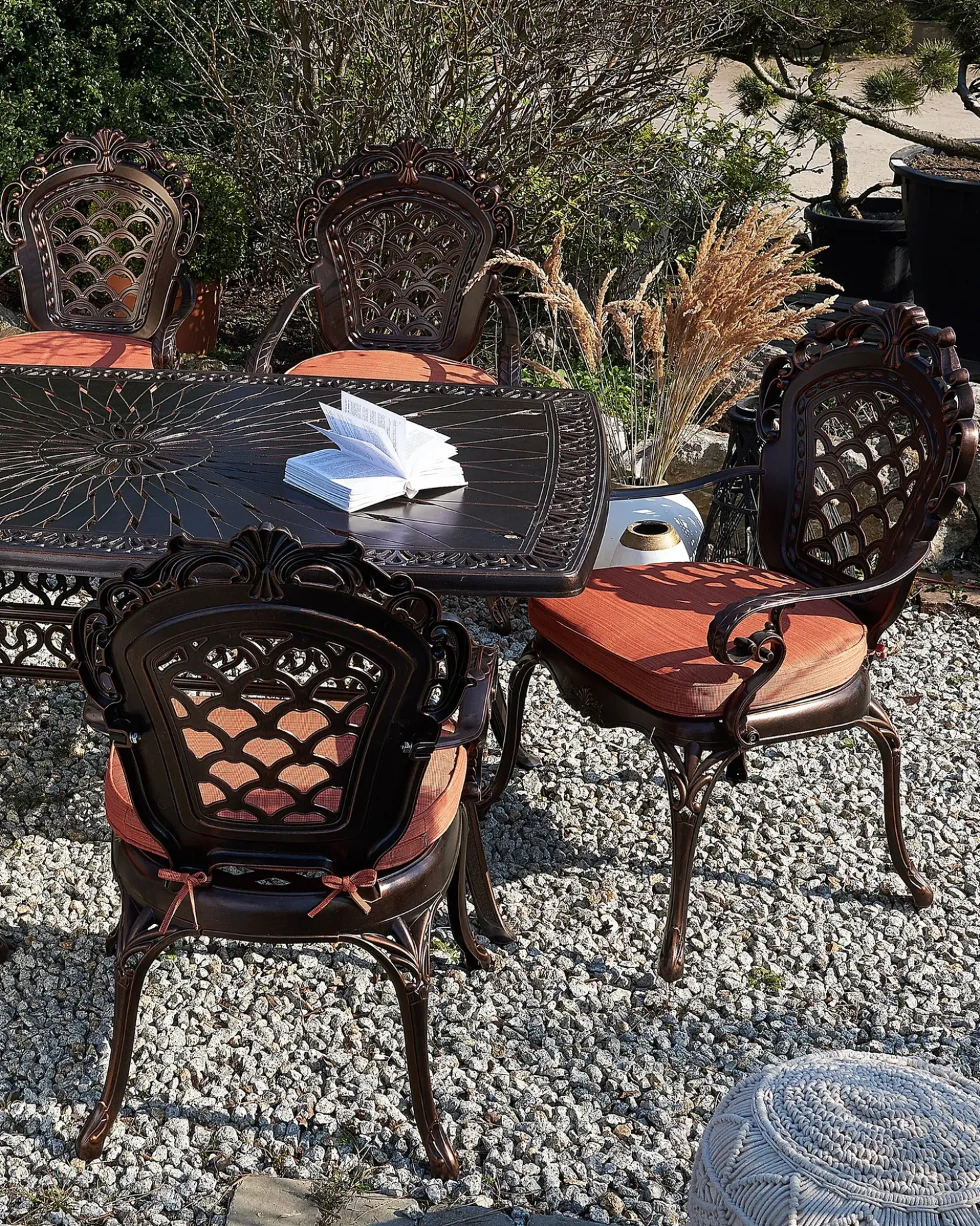 Set di 2 sedie da giardino con cuscini LIZZANO Metallo Marrone scuro
