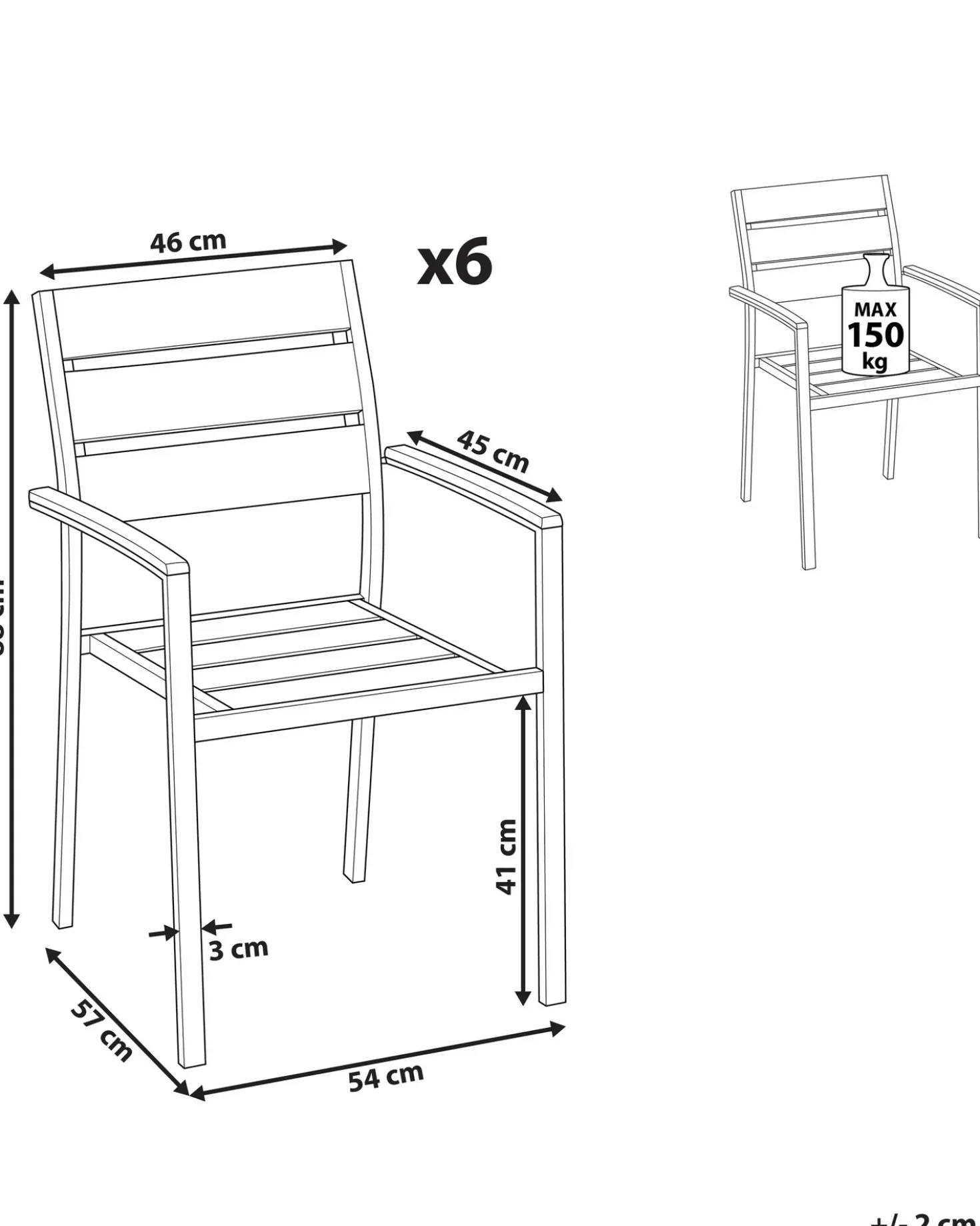Set di 6 sedie da giardino VERNIO Bianco