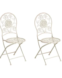 Set di 2 sedie da giardino YAVIZA Pieghevole Metallo Beige chiaro
