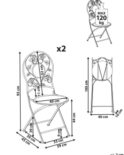 Set di 2 sedie da giardino YAVIZA Pieghevole Metallo Beige chiaro