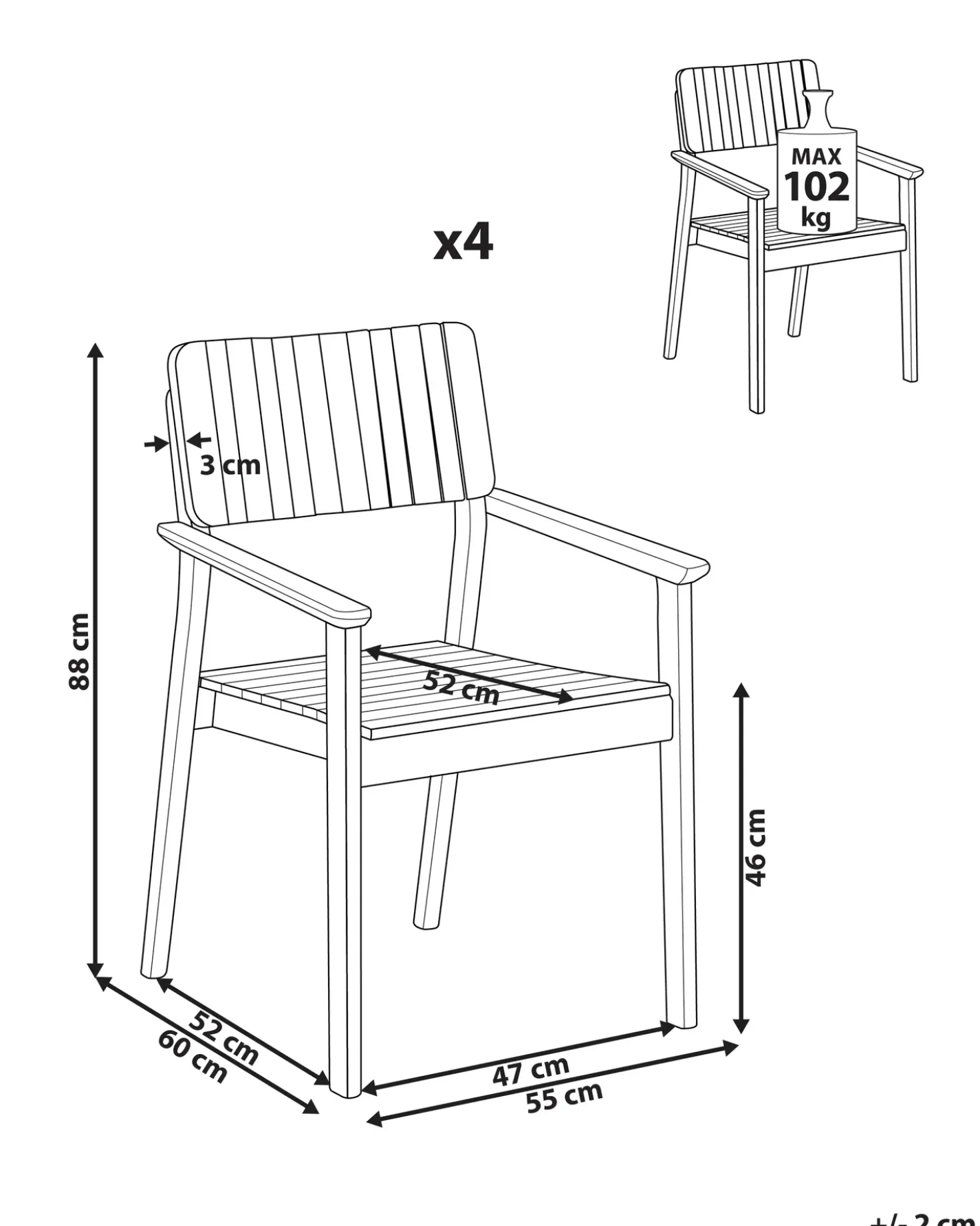 Set di 4 sedie da giardino AGELLO Legno d'acacia Marrone