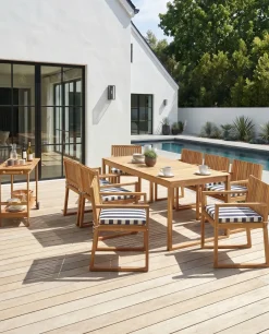 Set di 8 sedie da giardino con cuscini SASSARI II Legno di acacia certificato Blu marino