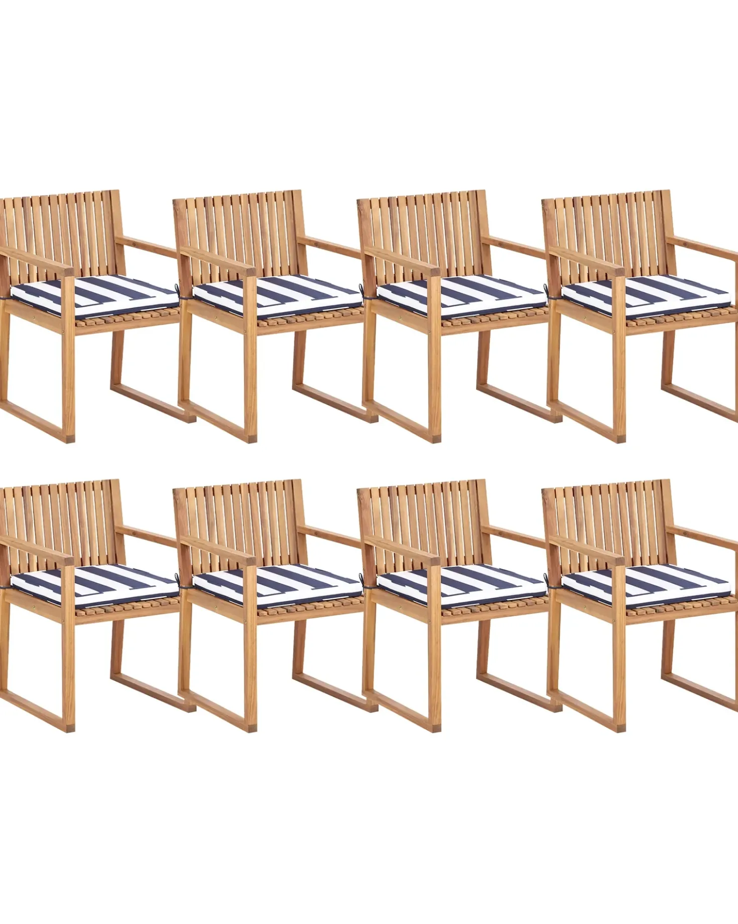 Set di 8 sedie da giardino con cuscini SASSARI II Legno di acacia certificato Blu marino