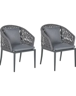 Set di 2 sedie da giardino con cuscini LIPARI Metallo Grigio