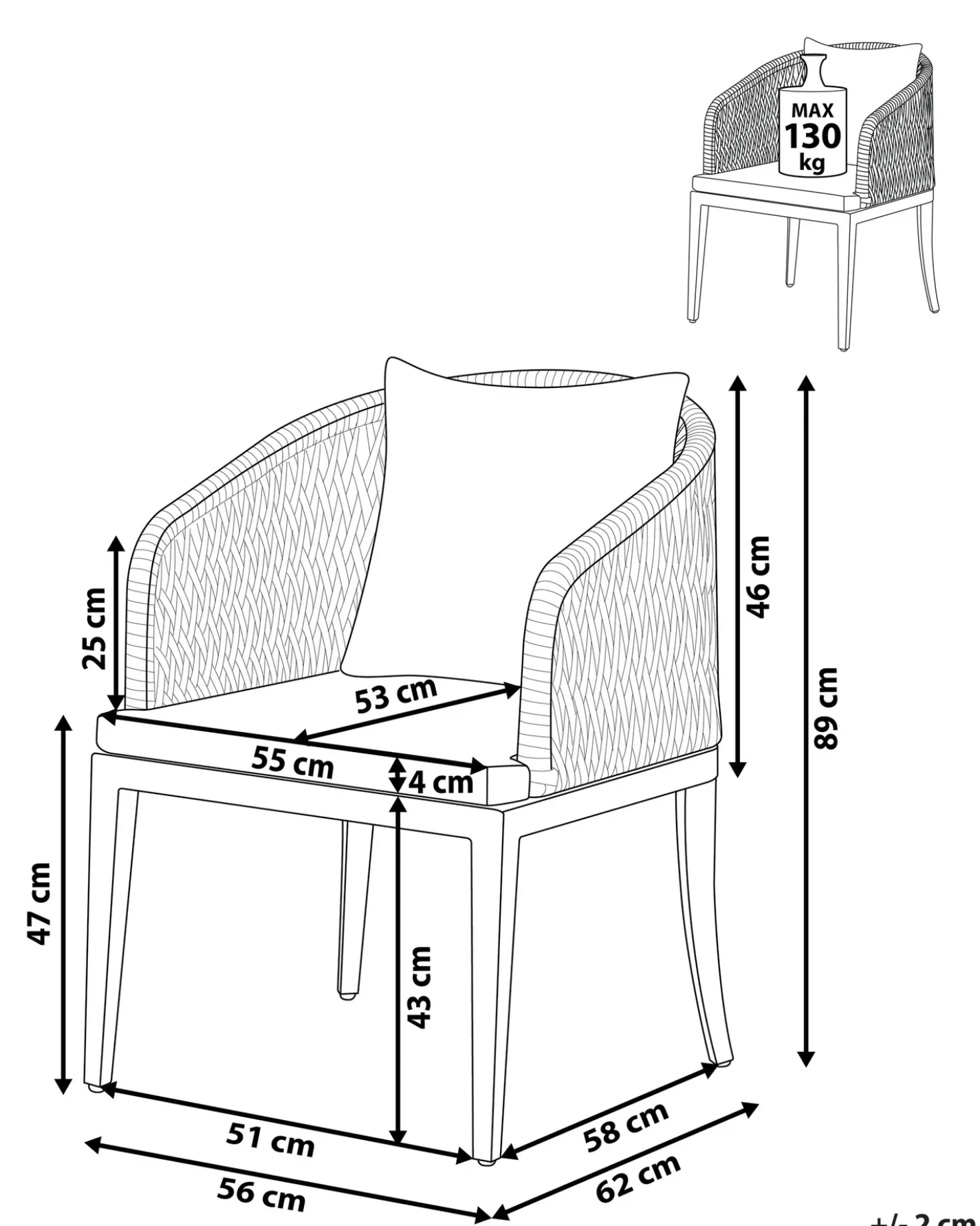 Set di 2 sedie da giardino con cuscini LIPARI Metallo Grigio