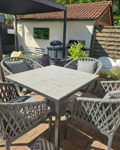 Set di 2 sedie da giardino con cuscini LIPARI Metallo Grigio