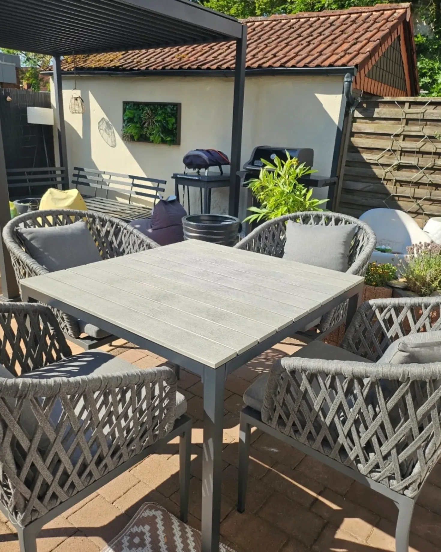 Set di 2 sedie da giardino con cuscini LIPARI Metallo Grigio