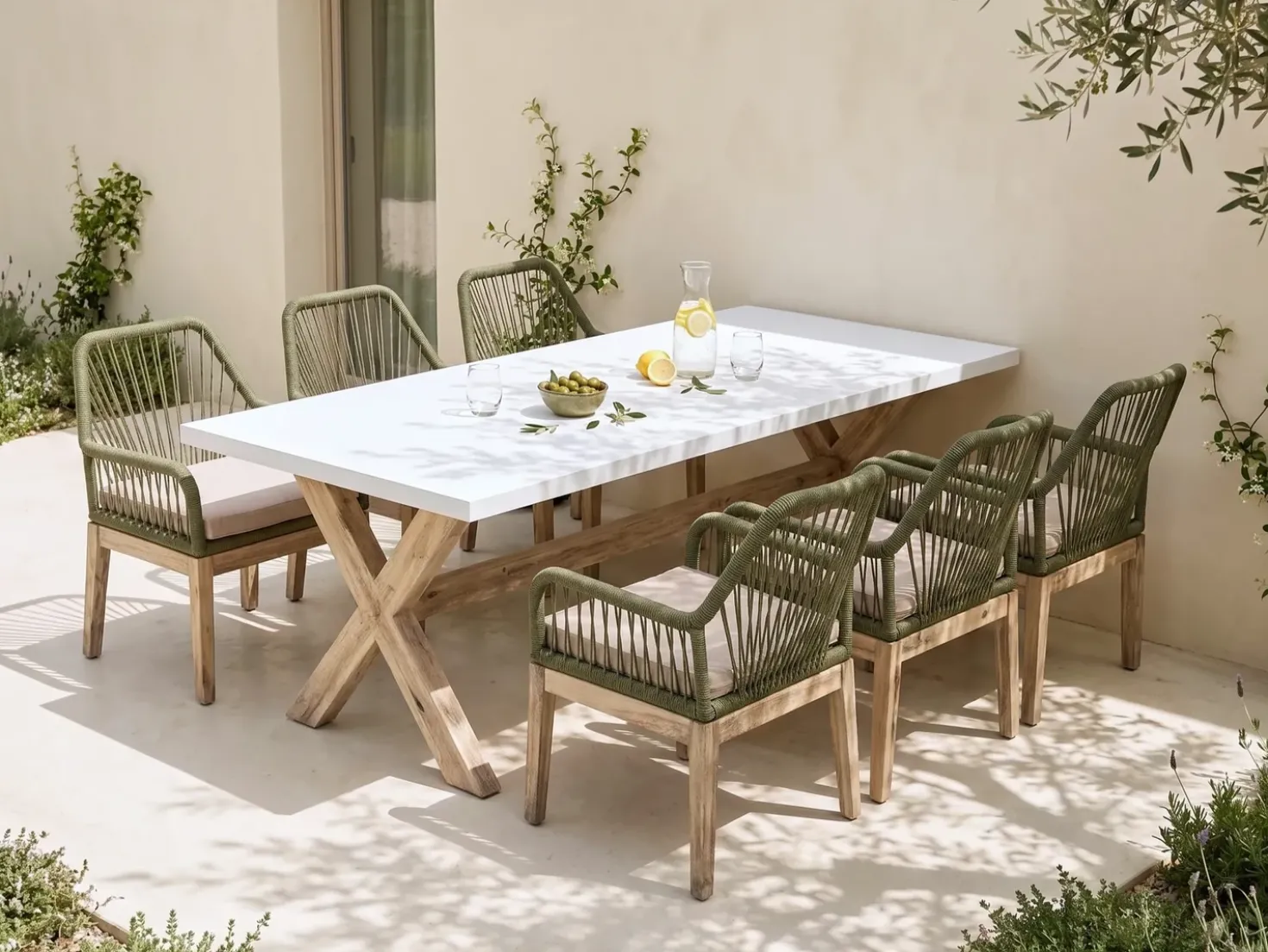 Set di 2 sedie da giardino con cuscini OLBIA Verde oliva