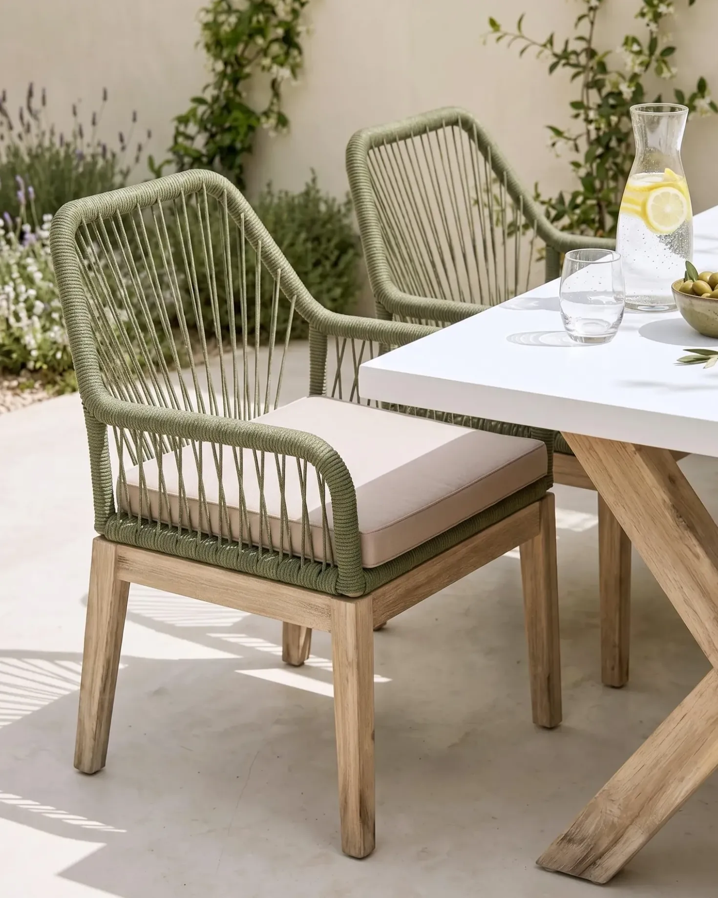 Set di 2 sedie da giardino con cuscini OLBIA Verde oliva
