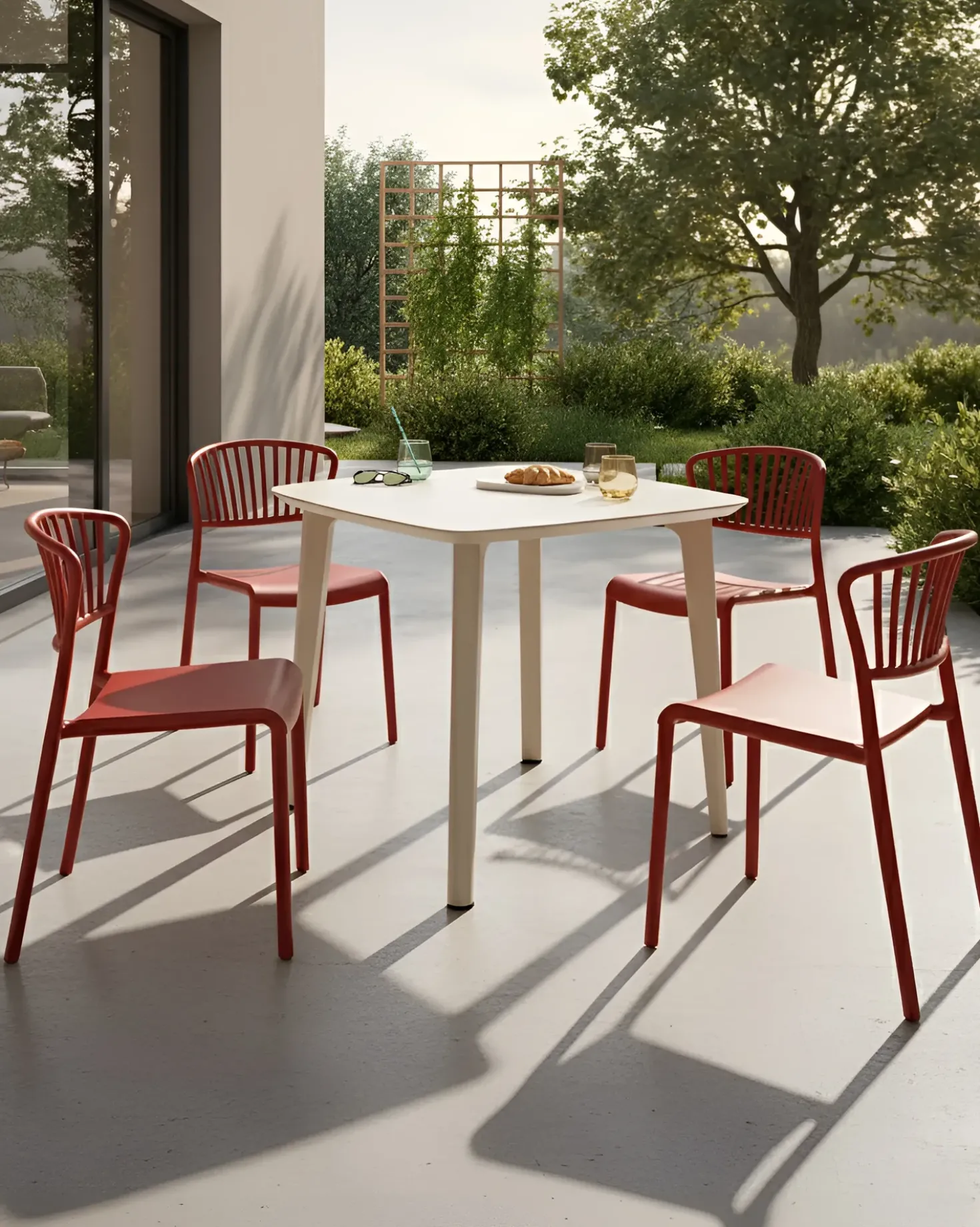 Set di 4 sedie da giardino GELA Rosso