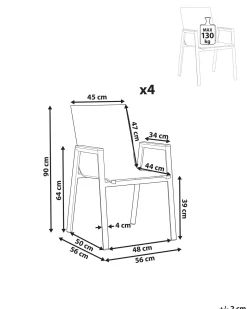 Set di 4 sedie da giardino TIANO Metallo Tortora