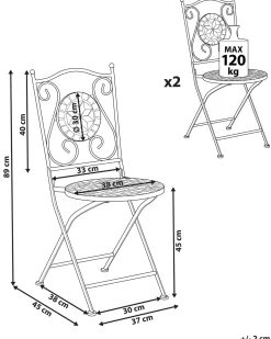 Set di 2 sedie da giardino CARIATI Metallo Nero