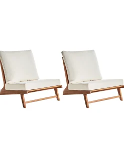 Set di 2 sedie da giardino con cuscini MICCIANO Legno d'acacia Bianco sporco