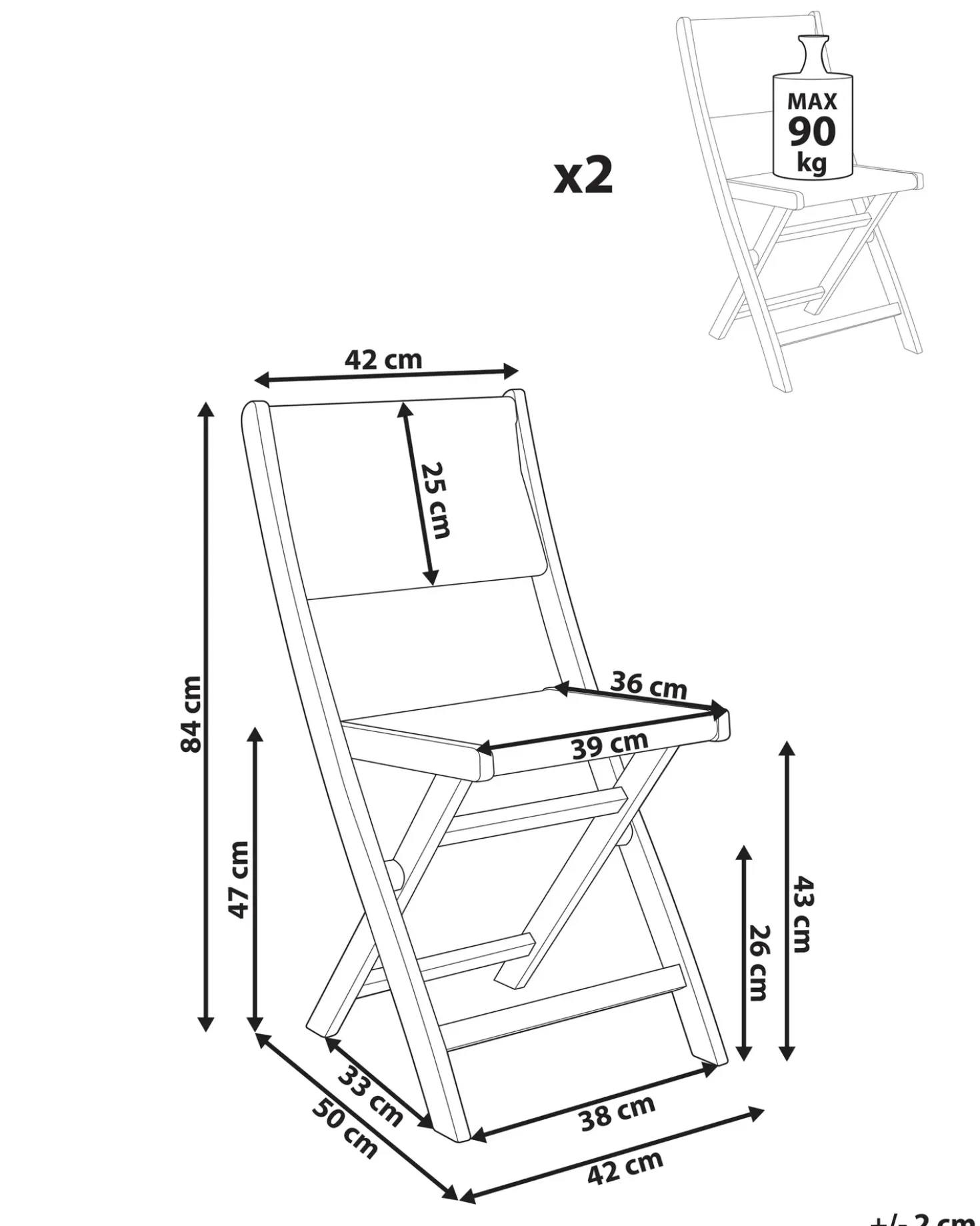 Set di 2 sedie da giardino PROSSEDI Pieghevole Legno d'acacia Verde