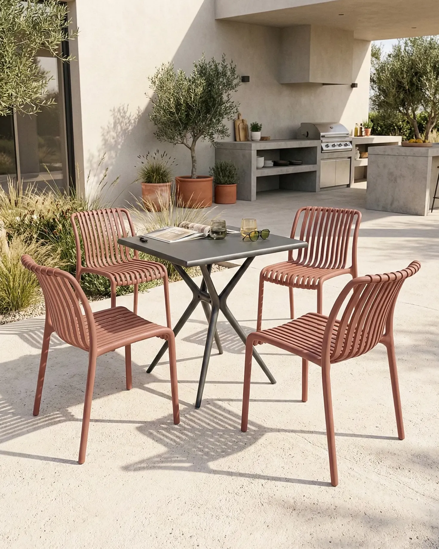 Set di 4 sedie da giardino ARICCIA Rosso chiaro