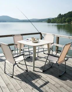 Set di 4 sedie da giardino GALATSI Pieghevole Metallo Beige