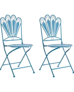 Set di 2 sedie da giardino PAVIA Pieghevole Metallo Blu