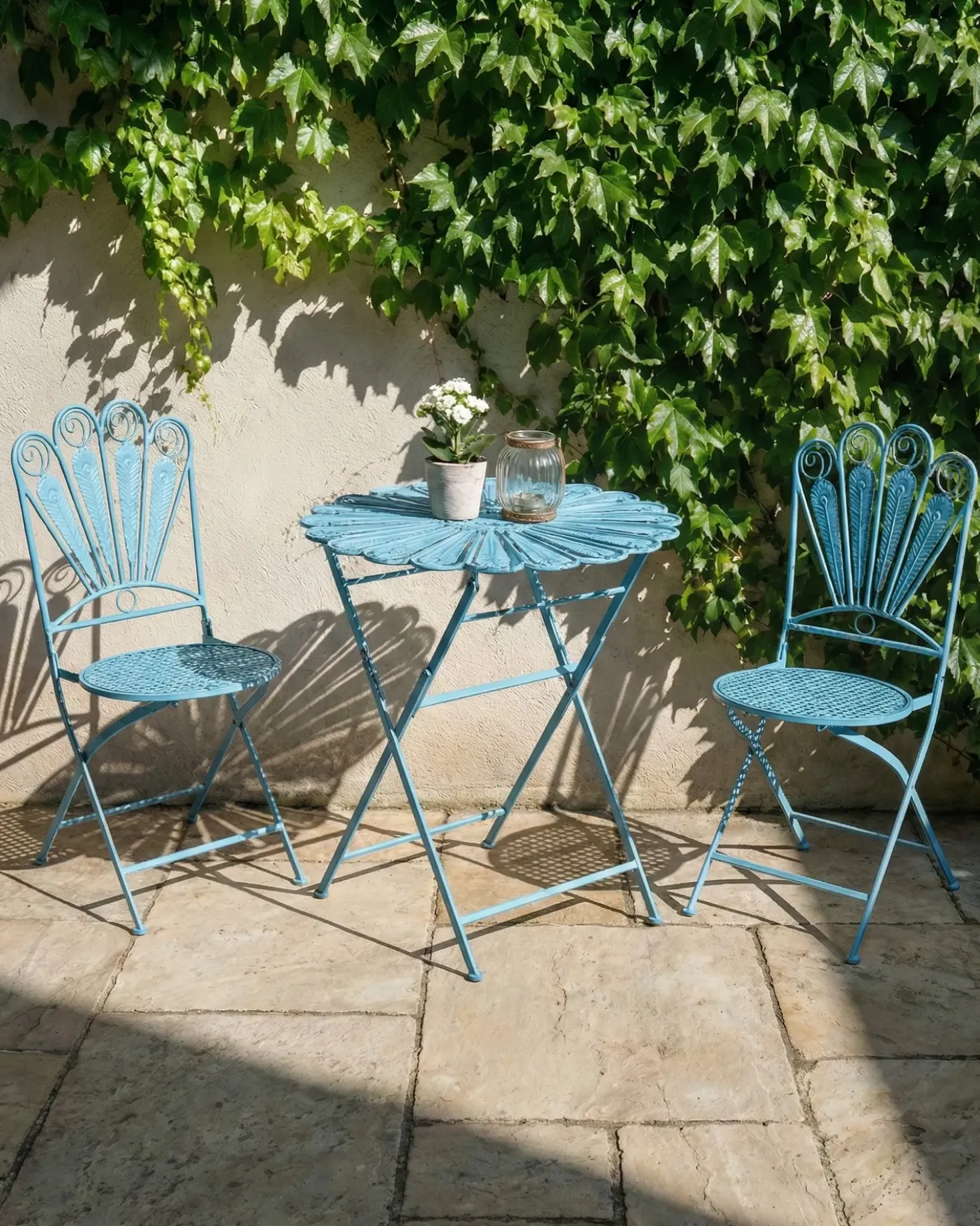 Set di 2 sedie da giardino PAVIA Pieghevole Metallo Blu