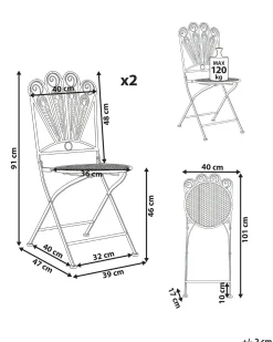 Set di 2 sedie da giardino PAVIA Pieghevole Metallo Blu