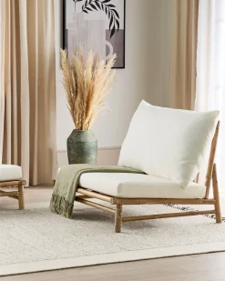 Set di 2 sedie da giardino con cuscini TODI Bambù Bianco sporco
