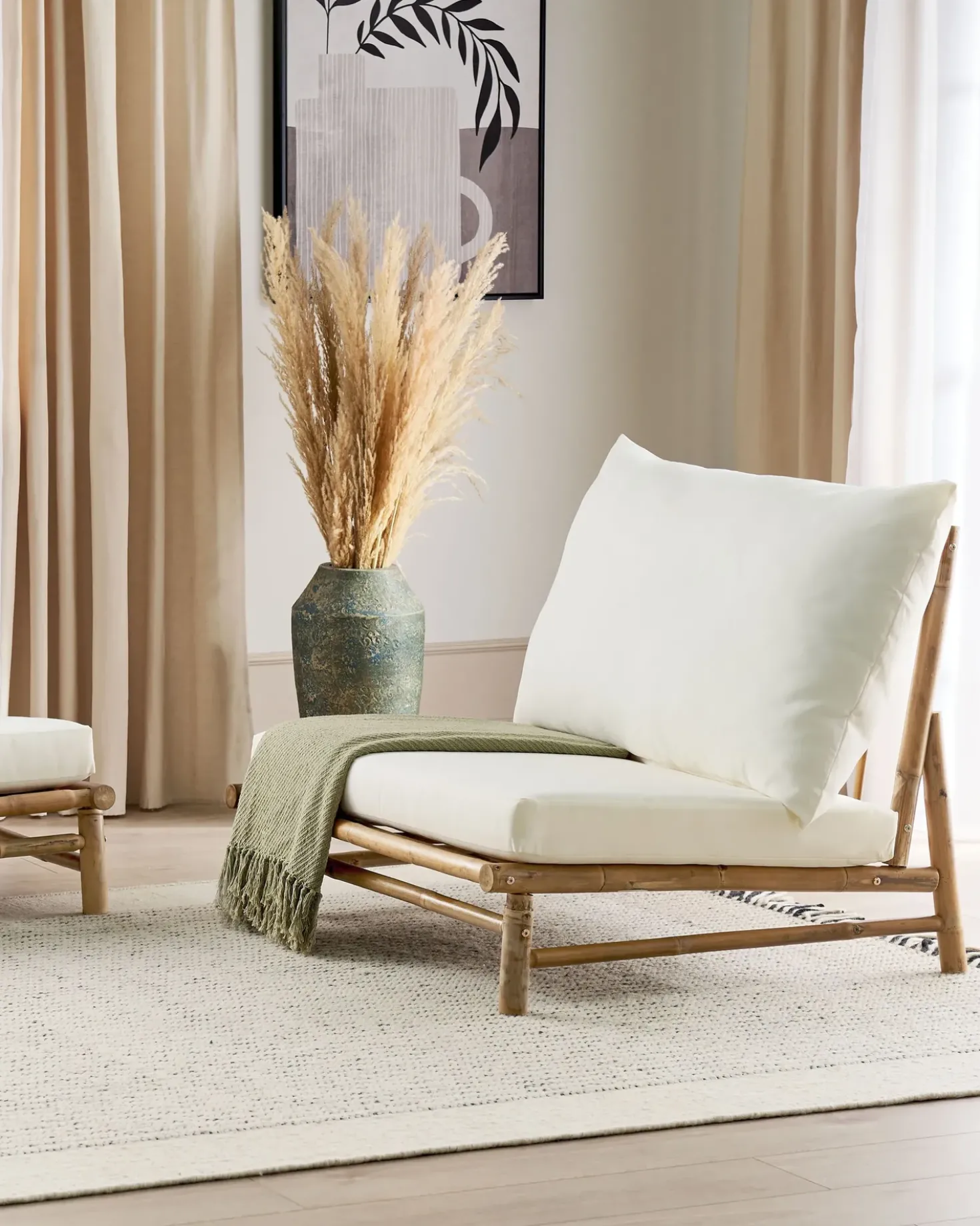 Set di 2 sedie da giardino con cuscini TODI Bambù Bianco sporco