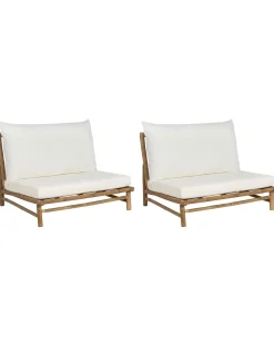 Set di 2 sedie da giardino con cuscini TODI Bambù Bianco sporco