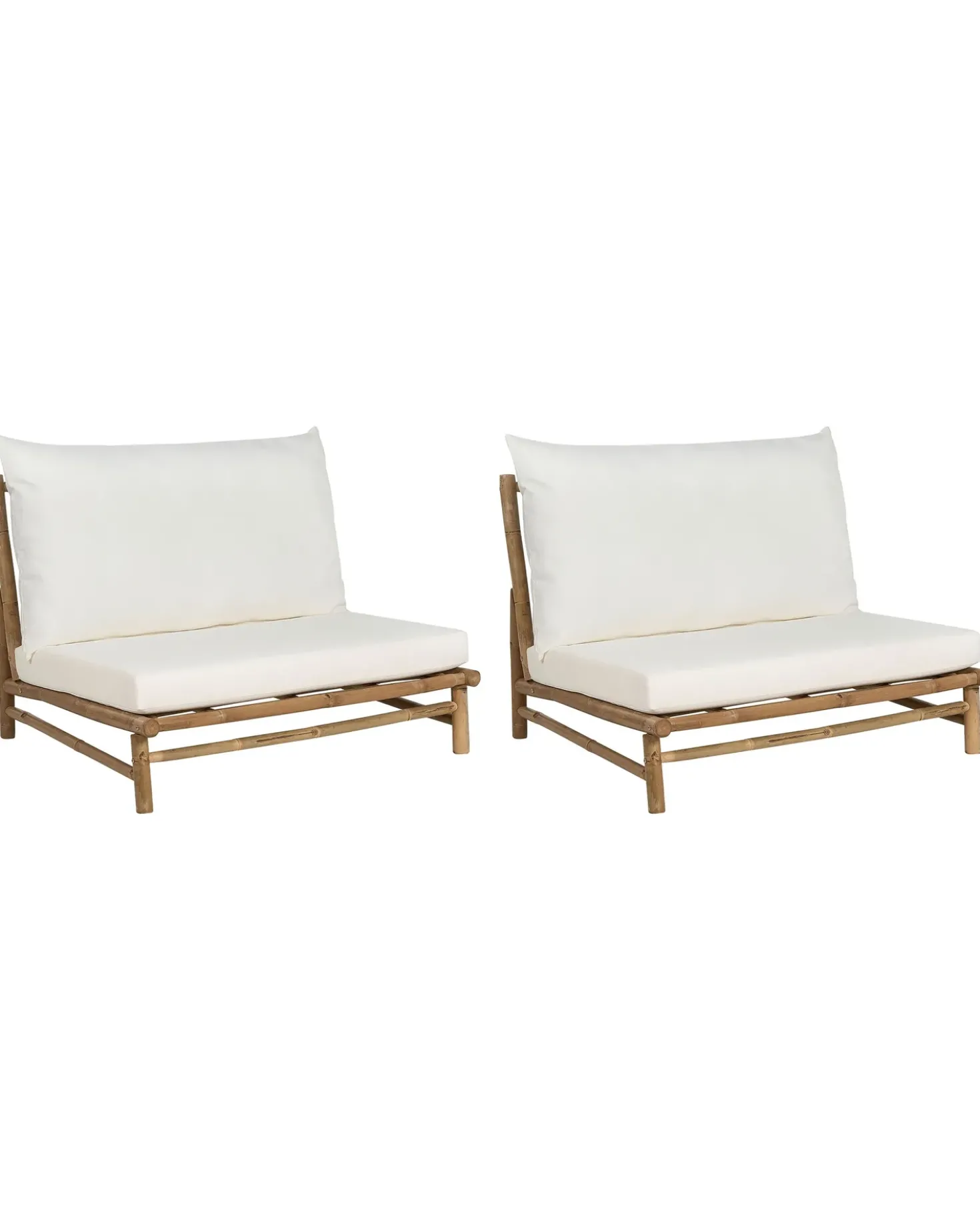 Set di 2 sedie da giardino con cuscini TODI Bambù Bianco sporco