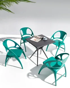 Set di 4 sedie da giardino NEMI Pieghevole Foglia di tè