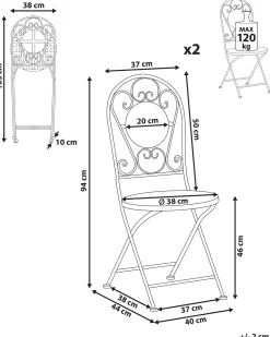 Set di 2 sedie da giardino SPELLO Metallo Bianco