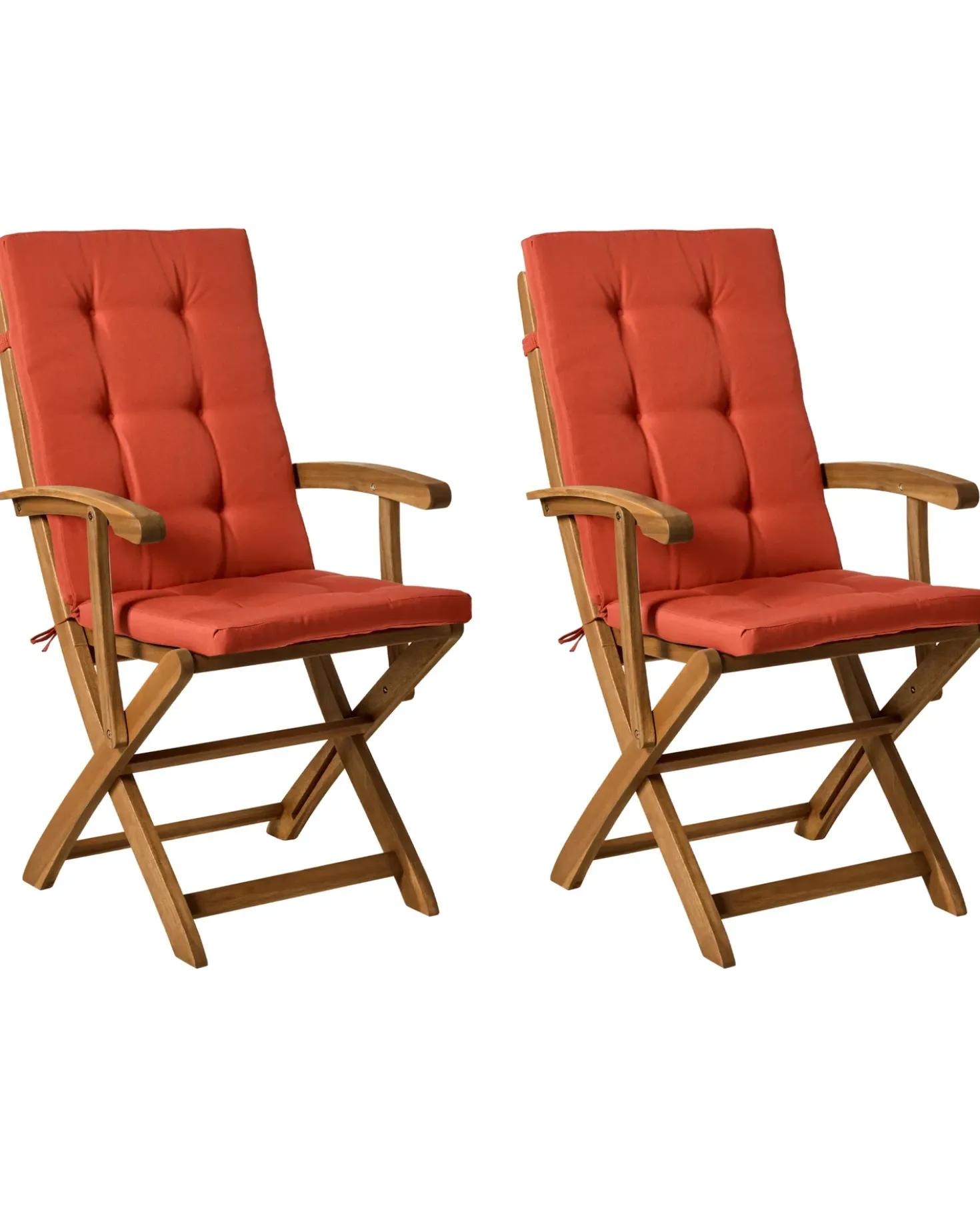 Set di 2 sedie da giardino con cuscini MAUI PREMIUM Legno d'acacia Rosso