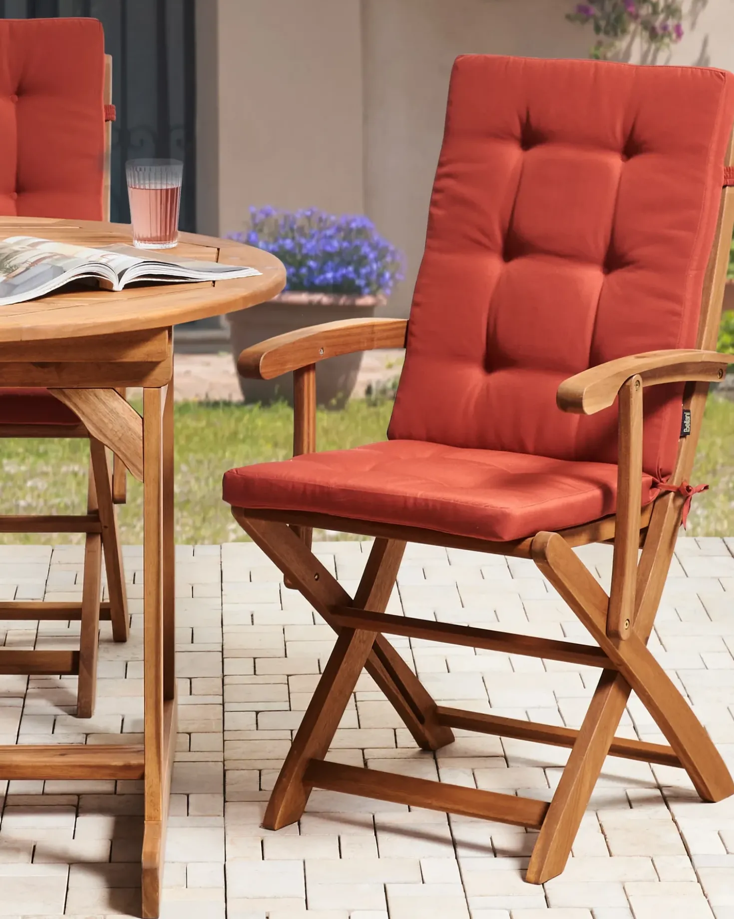 Set di 2 sedie da giardino con cuscini MAUI PREMIUM Legno d'acacia Rosso