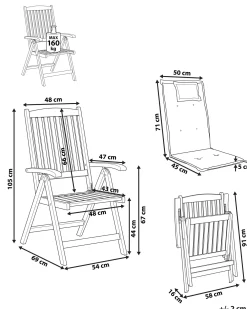 Set di 6 sedie da giardino con cuscini JAVA Legno d'acacia Blu
