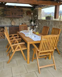 Set di 6 sedie da giardino con cuscini JAVA Legno d'acacia Blu