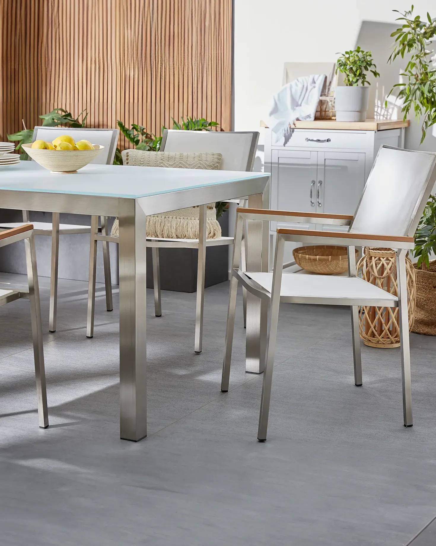 Set di 4 sedie da giardino GROSSETO Acciaio inox Bianco