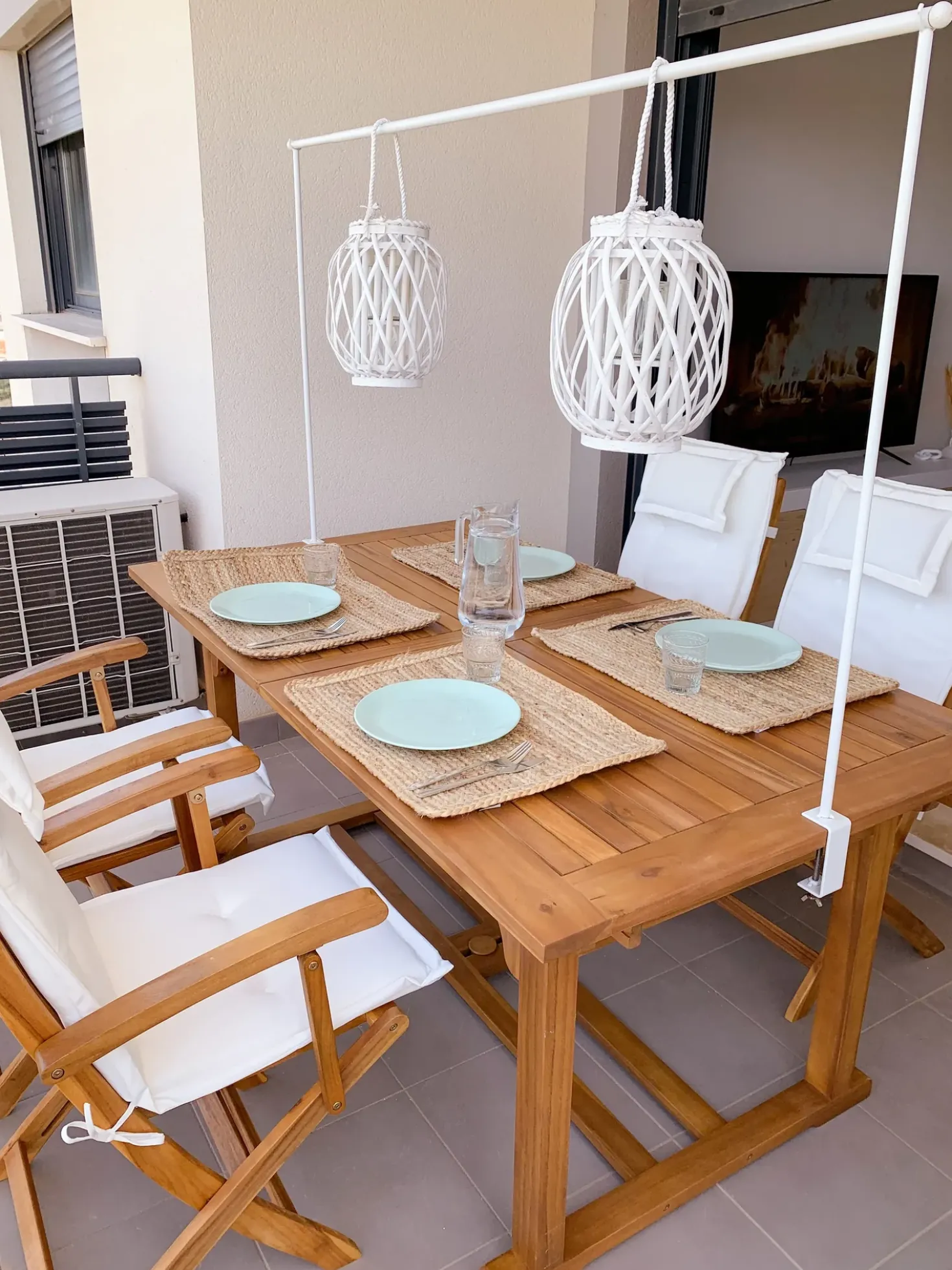 Set di 2 sedie da giardino con cuscini MAUI Legno d'acacia Bianco sporco
