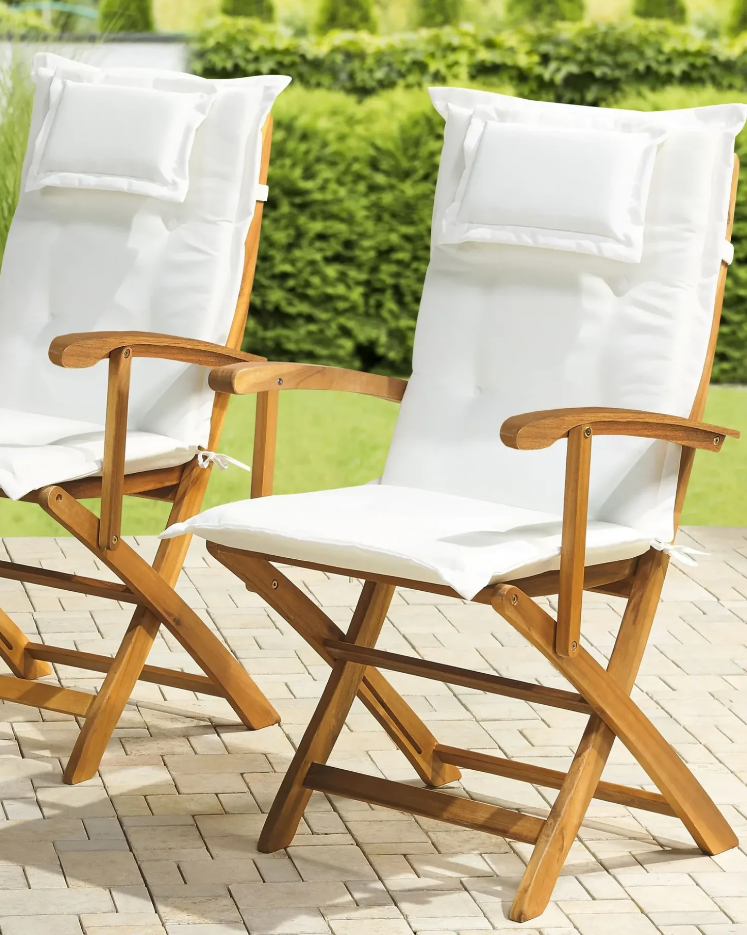 Set di 2 sedie da giardino con cuscini MAUI Legno d'acacia Bianco sporco