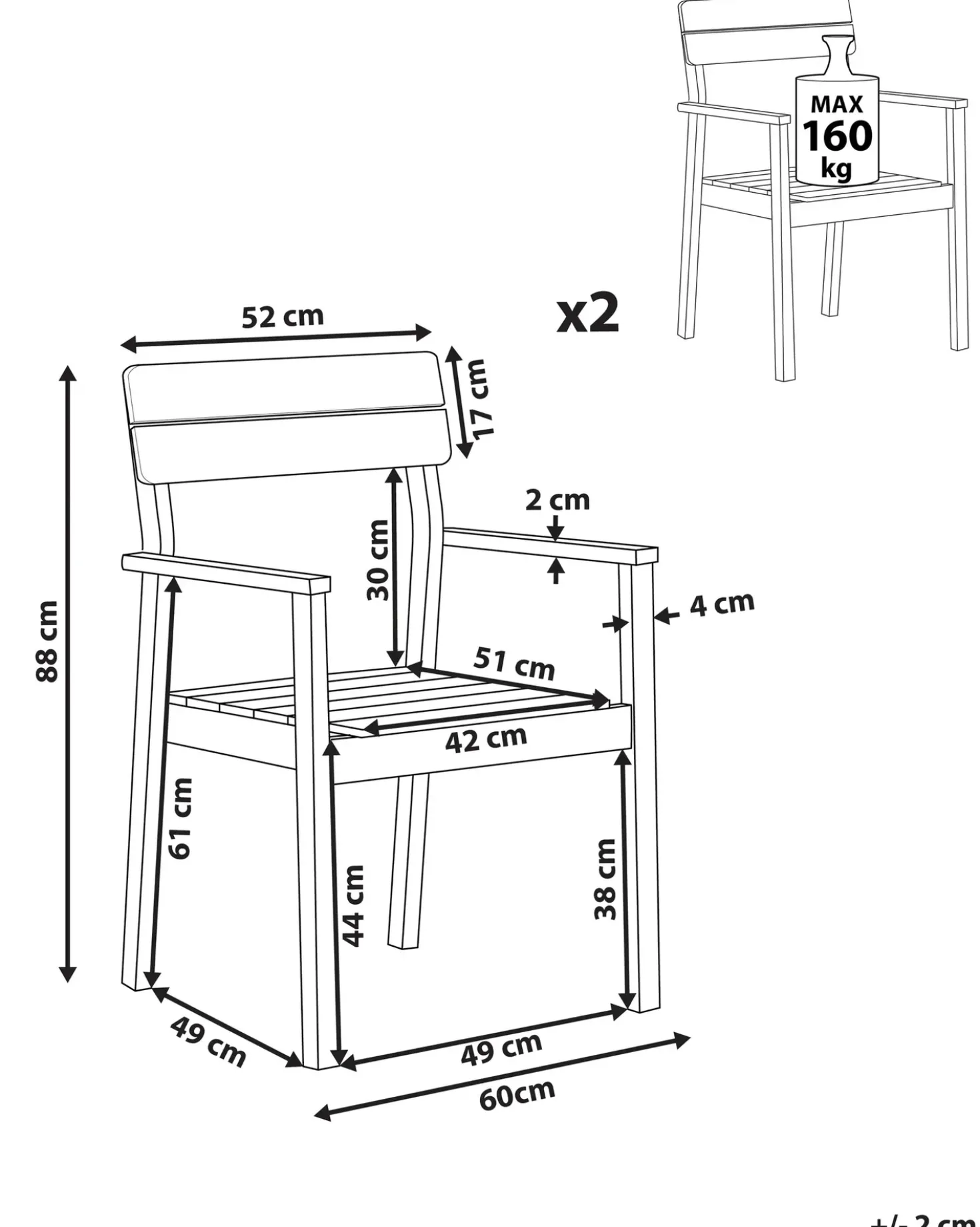 Set di 2 sedie da giardino FORNELLI Legno d'acacia Marrone